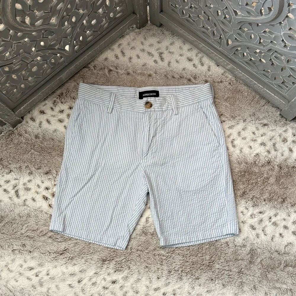 Nordstrom blue white striped shorts boys size 10 preppy academia euro summer